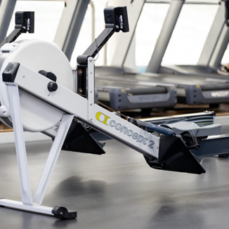 A close up photo of a rowing machine
