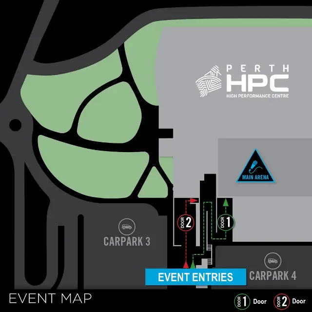 Map of entry gates at HBF Stadium